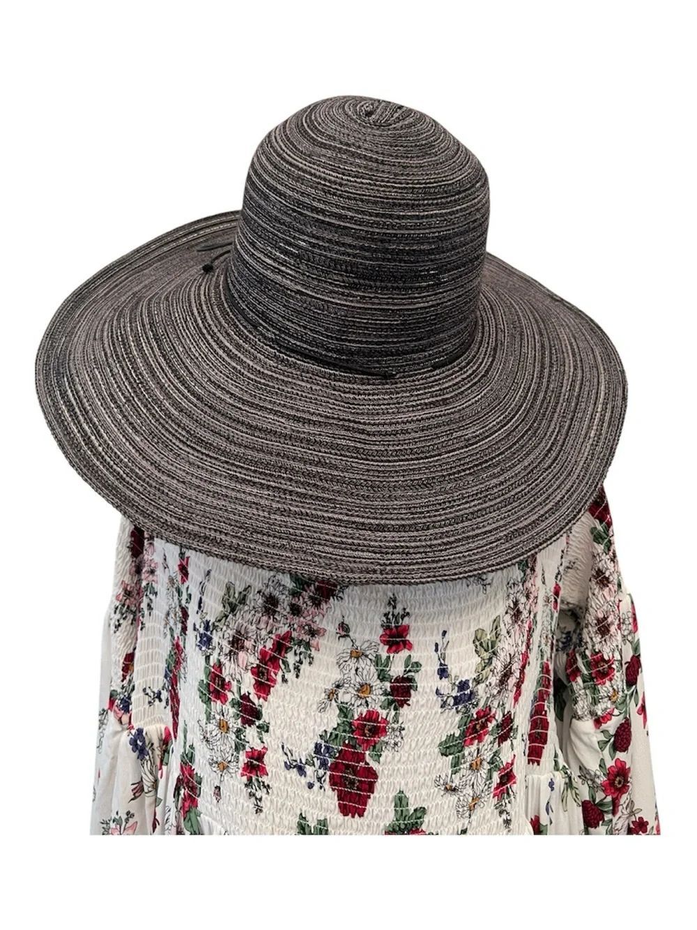 Target brand Wide Brim Straw Sun Hat - Black EUC